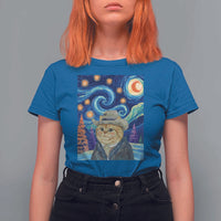 Funny Van Gogh Cat in Starry Night T Shirt For Women - Wonder Print Shop