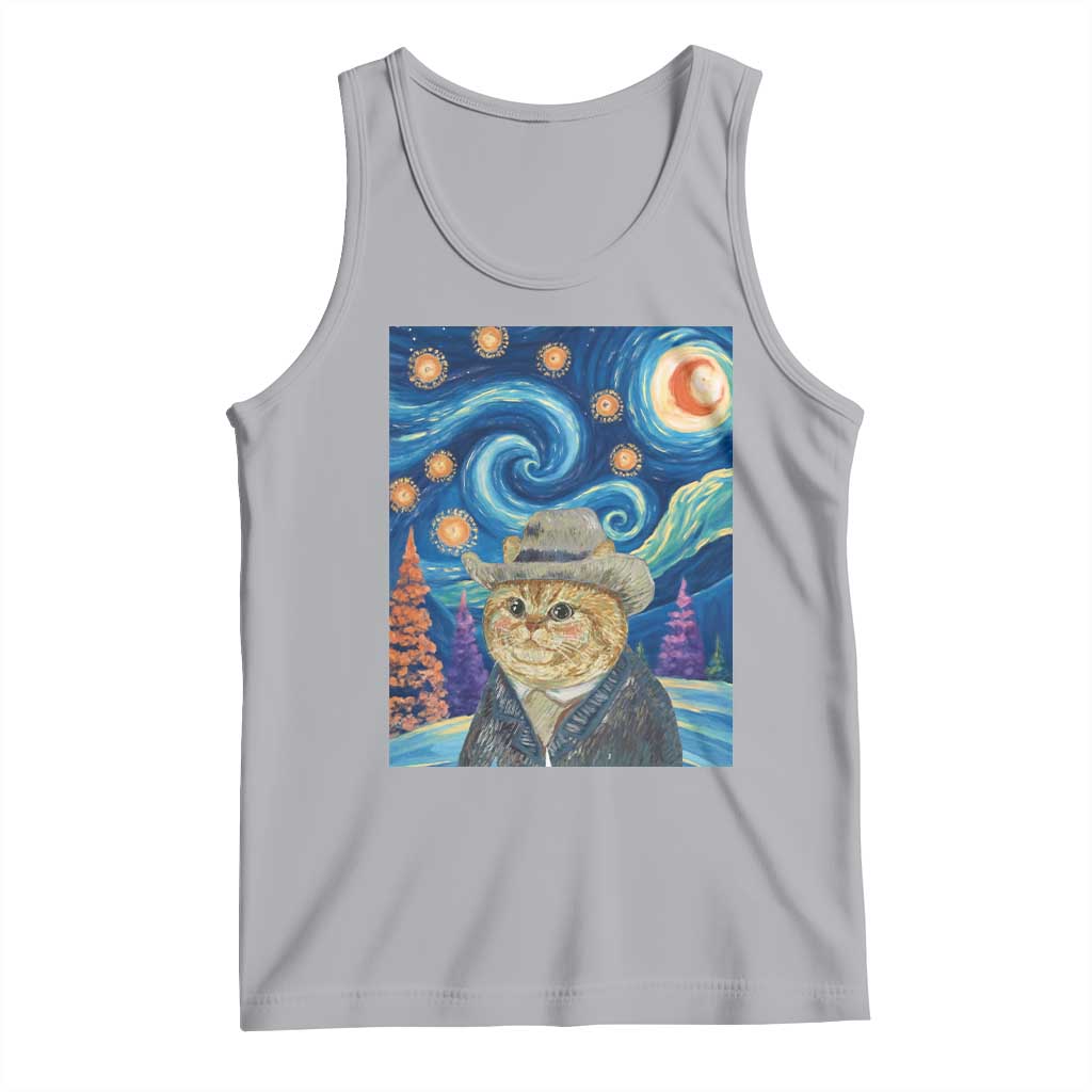 Funny Van Gogh Cat in Starry Night Tank Top - Wonder Print Shop