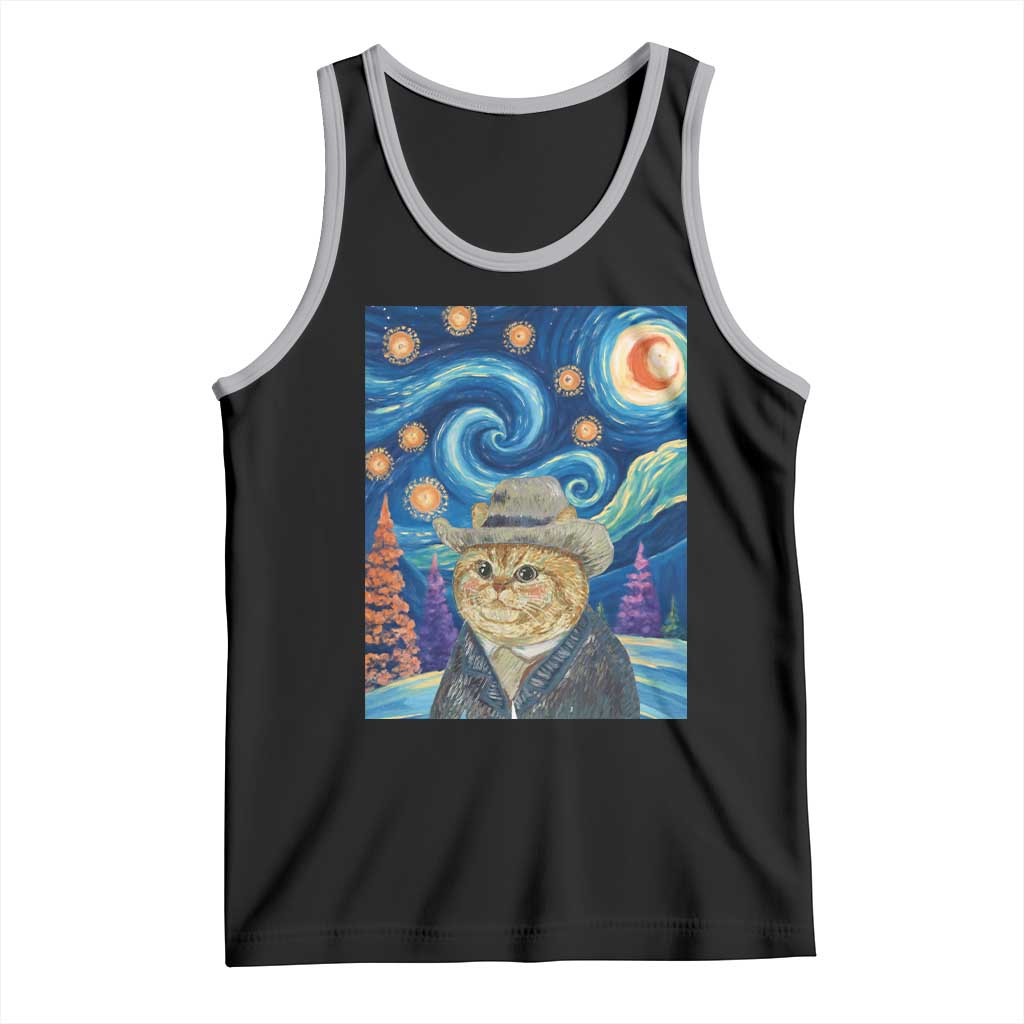 Funny Van Gogh Cat in Starry Night Tank Top - Wonder Print Shop