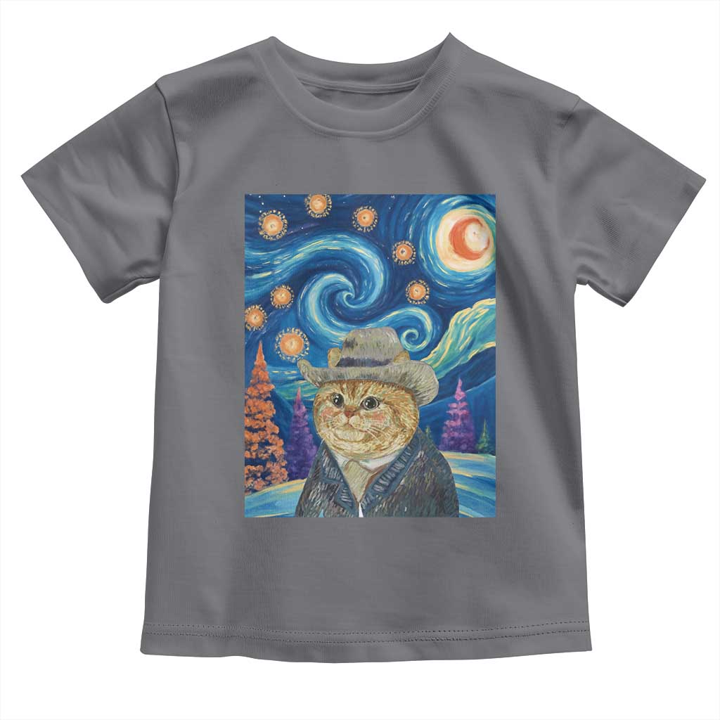Funny Van Gogh Cat in Starry Night Toddler T Shirt - Wonder Print Shop