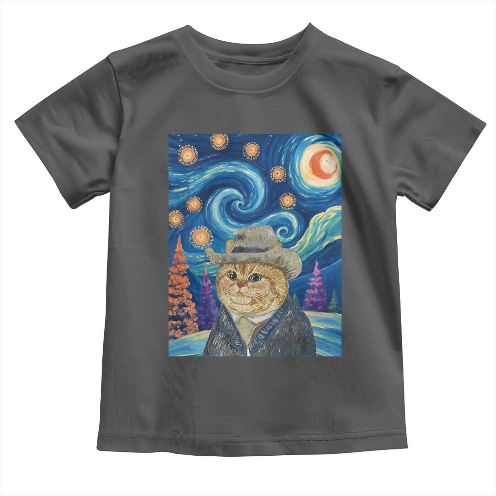 Funny Van Gogh Cat in Starry Night Toddler T Shirt - Wonder Print Shop