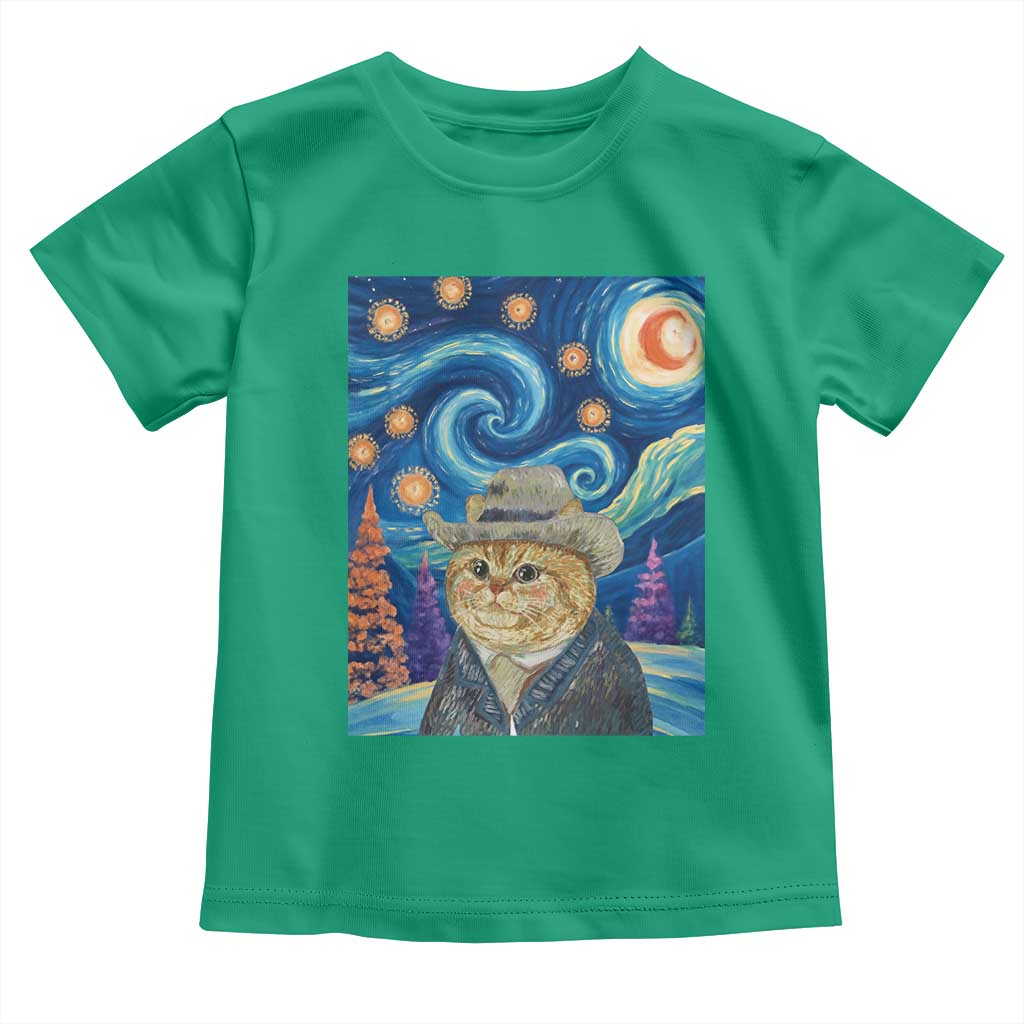 Funny Van Gogh Cat in Starry Night Toddler T Shirt - Wonder Print Shop