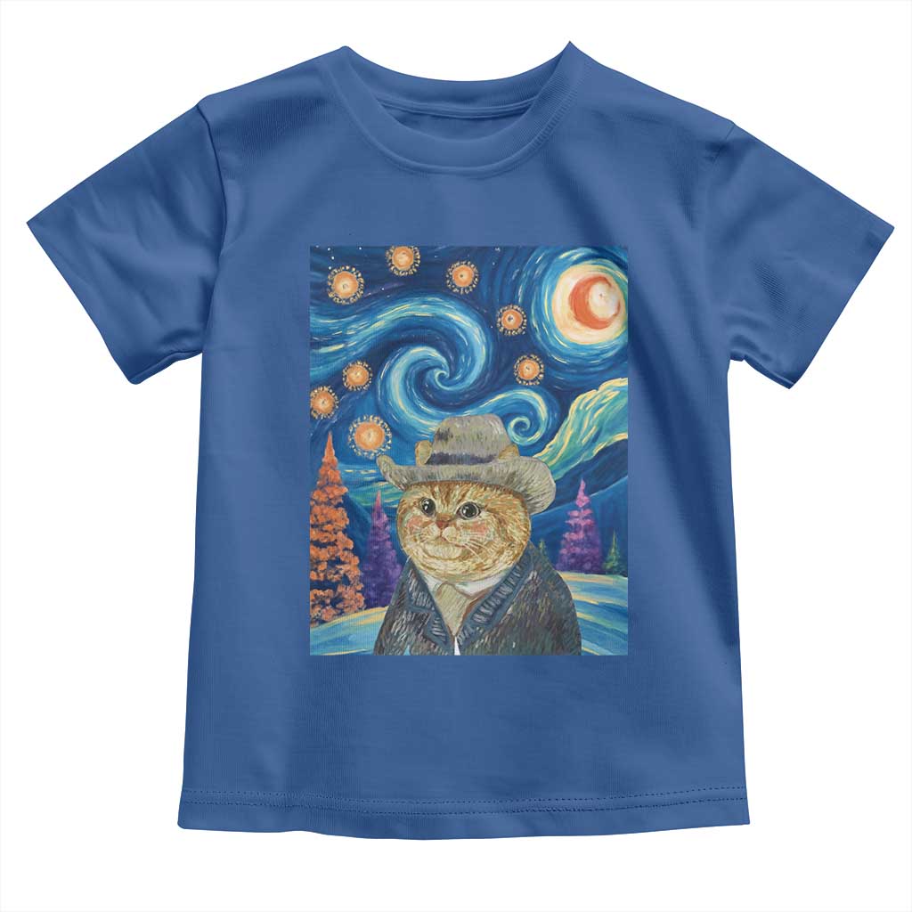 Funny Van Gogh Cat in Starry Night Toddler T Shirt - Wonder Print Shop