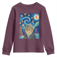 Funny Van Gogh Cat in Starry Night Youth Sweatshirt - Wonder Print Shop