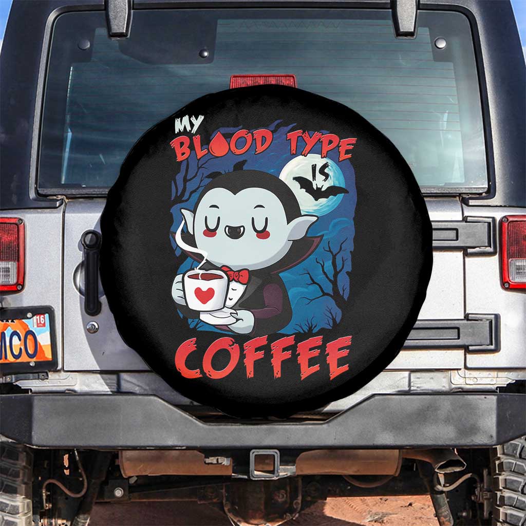 My Blood Type Is Coffee Spare Tire Cover Funny Vampire Halloween - Wonder Print Shop