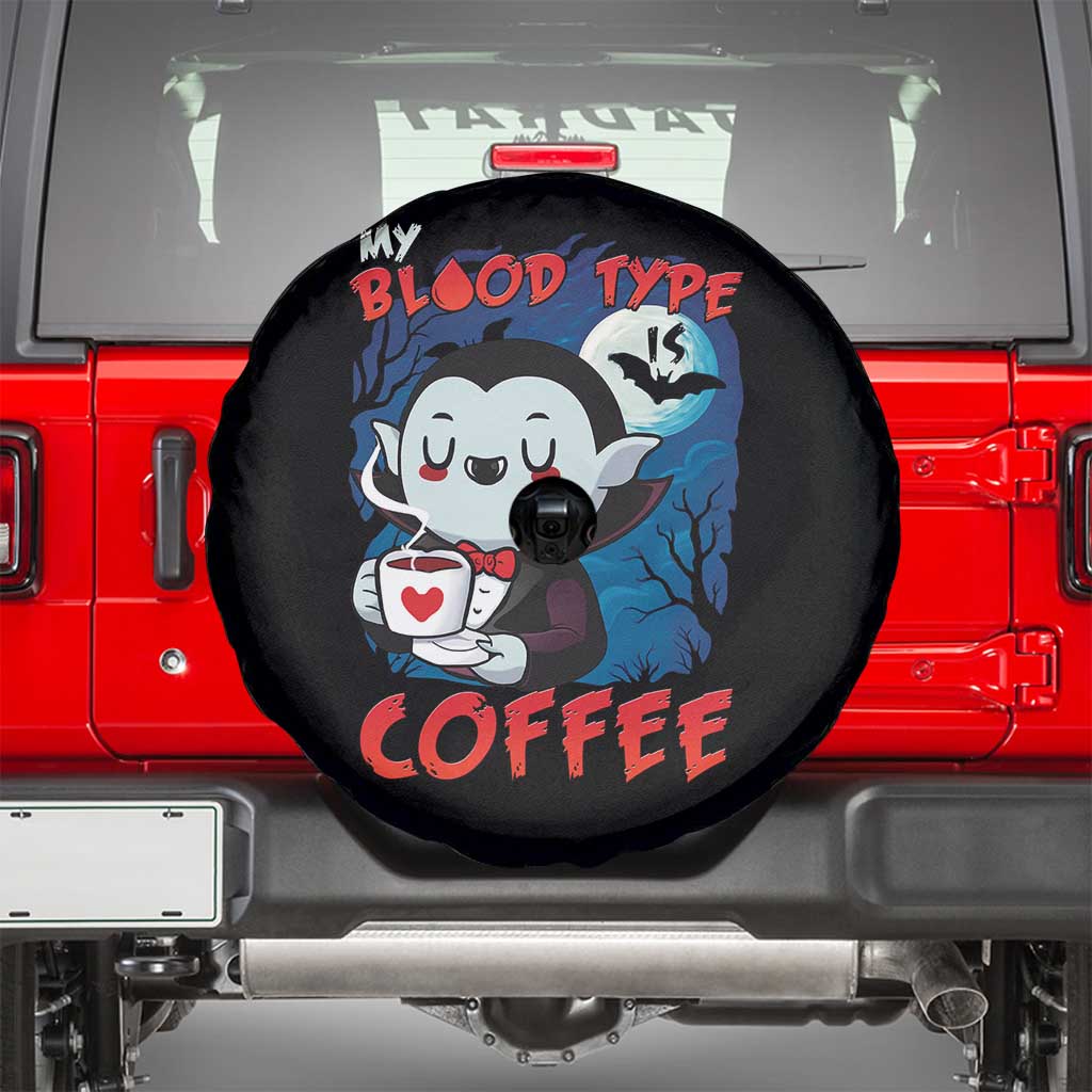 My Blood Type Is Coffee Spare Tire Cover Funny Vampire Halloween - Wonder Print Shop