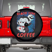 My Blood Type Is Coffee Spare Tire Cover Funny Vampire Halloween - Wonder Print Shop