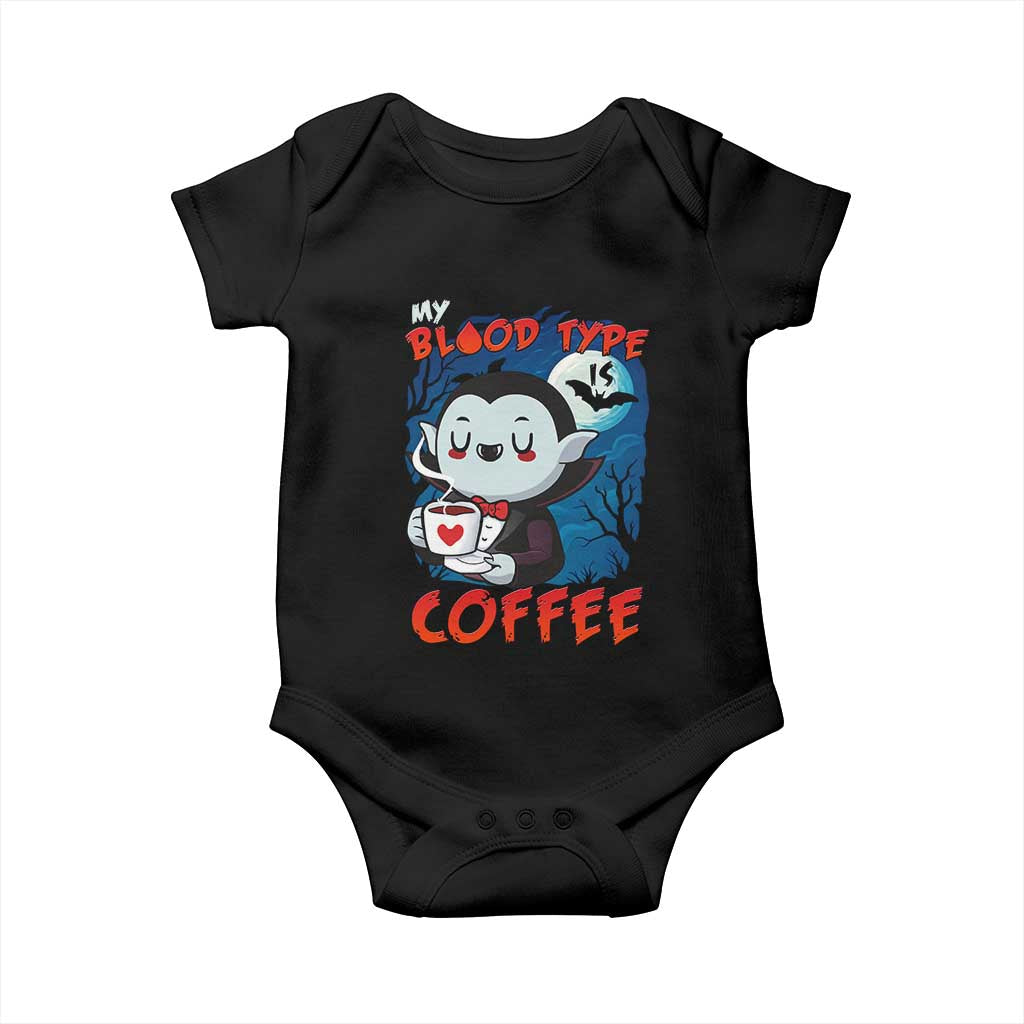 My Blood Type Is Coffee Baby Onesie Funny Vampire Halloween - Wonder Print Shop
