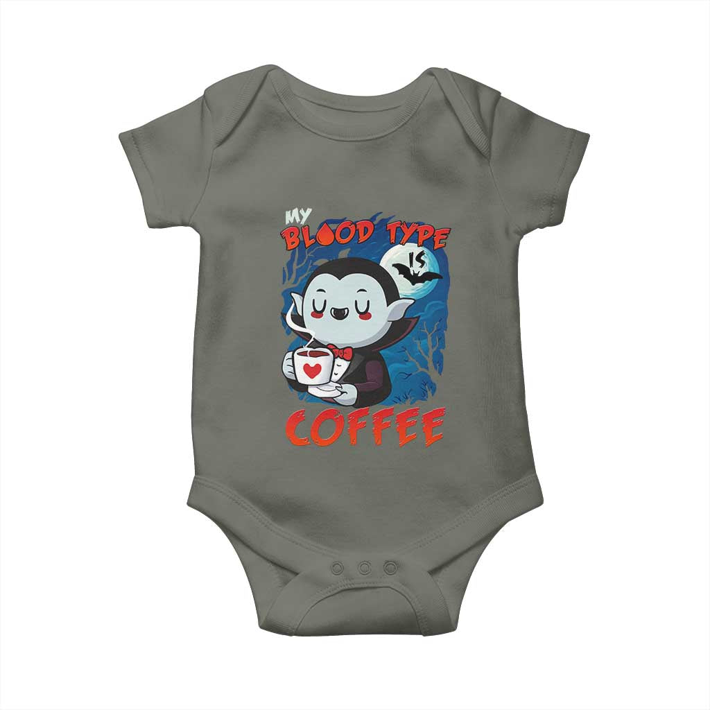 My Blood Type Is Coffee Baby Onesie Funny Vampire Halloween - Wonder Print Shop