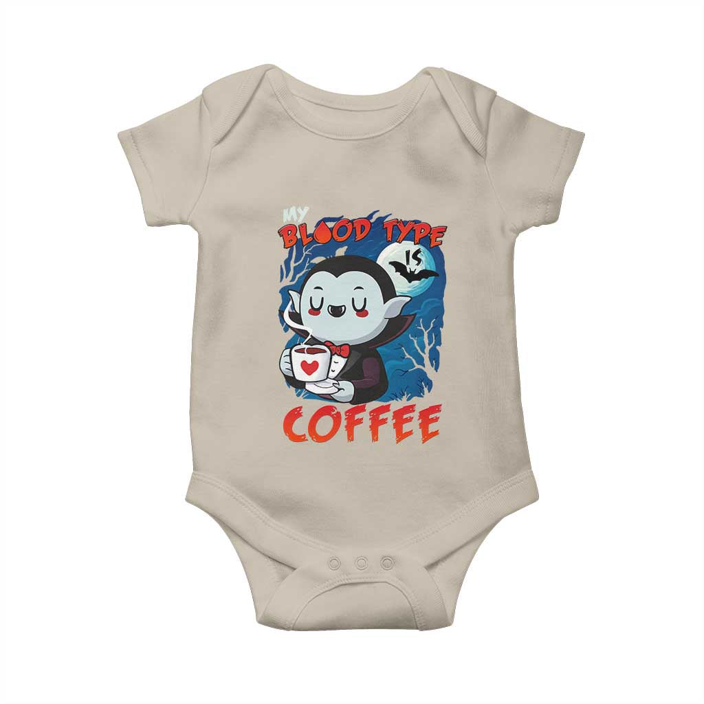 My Blood Type Is Coffee Baby Onesie Funny Vampire Halloween - Wonder Print Shop