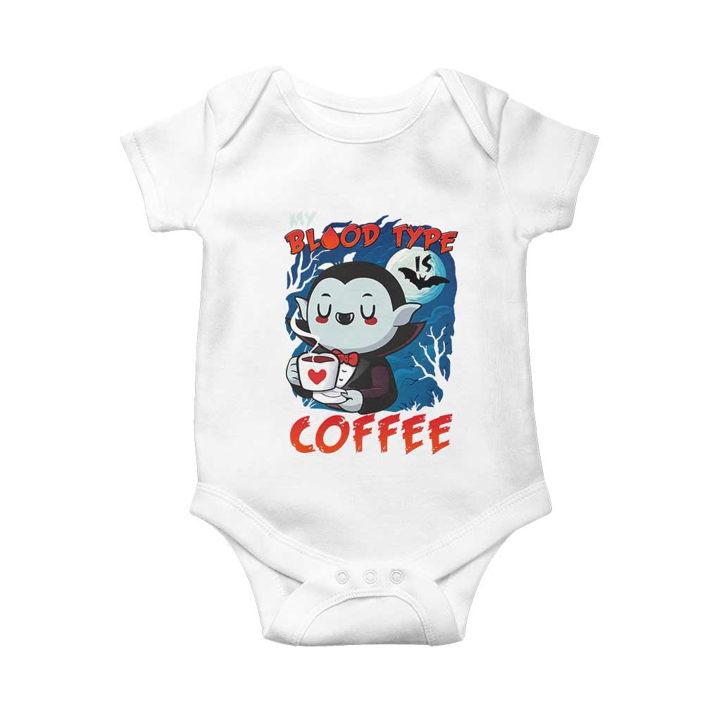 My Blood Type Is Coffee Baby Onesie Funny Vampire Halloween - Wonder Print Shop