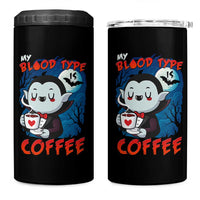 My Blood Type Is Coffee 4 in 1 Can Cooler Tumbler Funny Vampire Halloween