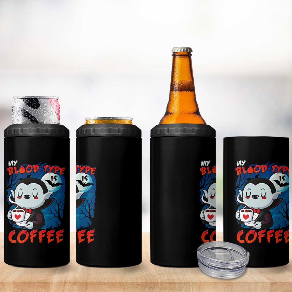 My Blood Type Is Coffee 4 in 1 Can Cooler Tumbler Funny Vampire Halloween