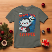 My Blood Type Is Coffee T Shirt Funny Vampire Halloween - Wonder Print Shop