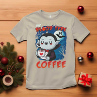 My Blood Type Is Coffee T Shirt Funny Vampire Halloween - Wonder Print Shop
