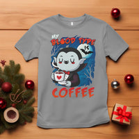 My Blood Type Is Coffee T Shirt Funny Vampire Halloween - Wonder Print Shop