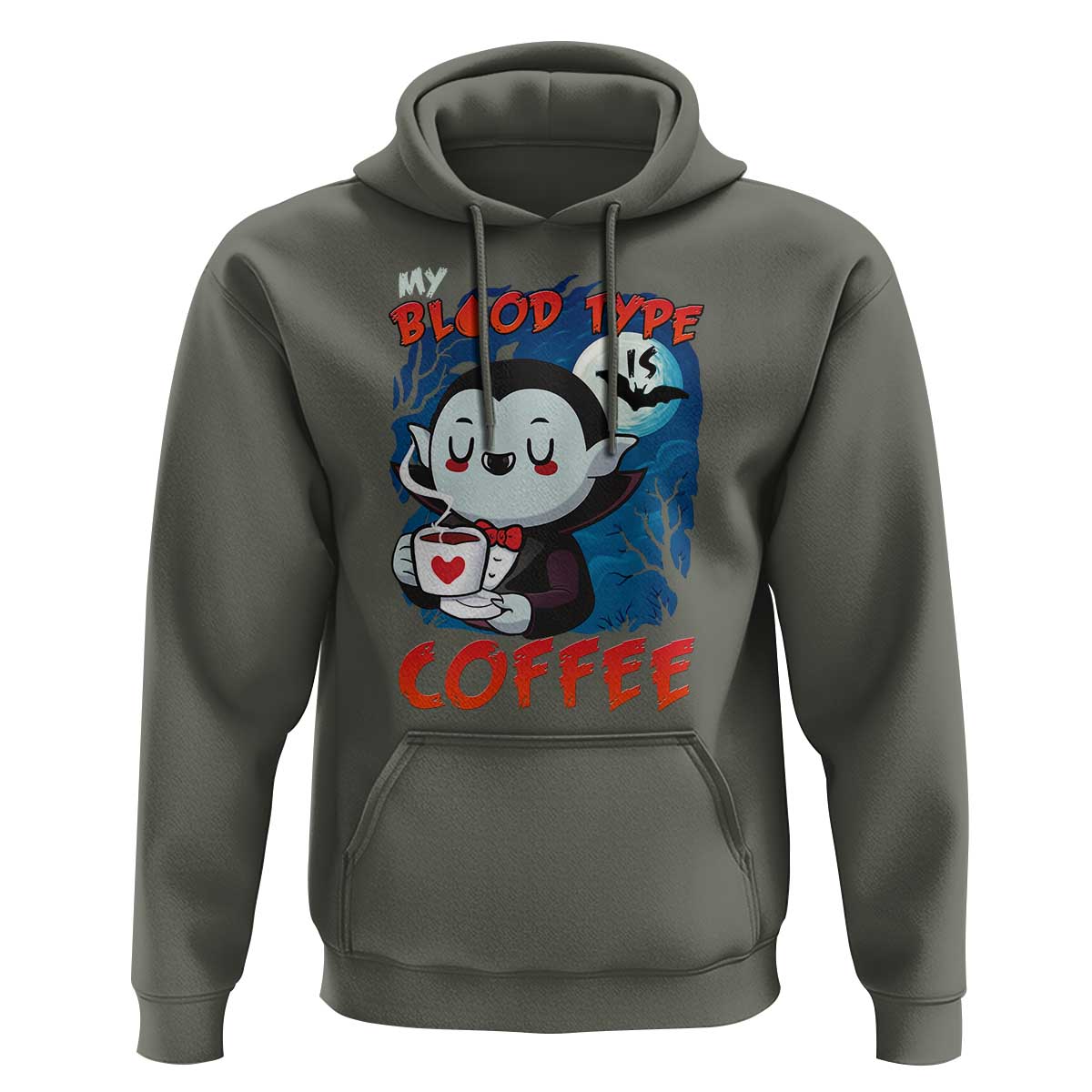 My Blood Type Is Coffee Hoodie Funny Vampire Halloween - Wonder Print Shop