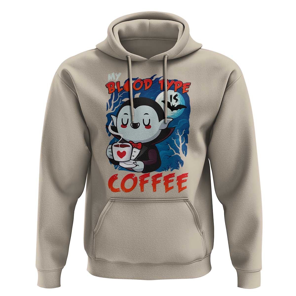 My Blood Type Is Coffee Hoodie Funny Vampire Halloween - Wonder Print Shop