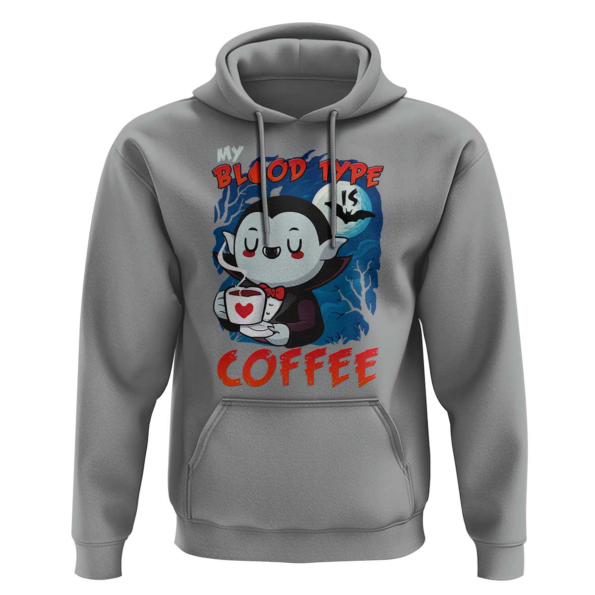 My Blood Type Is Coffee Hoodie Funny Vampire Halloween - Wonder Print Shop