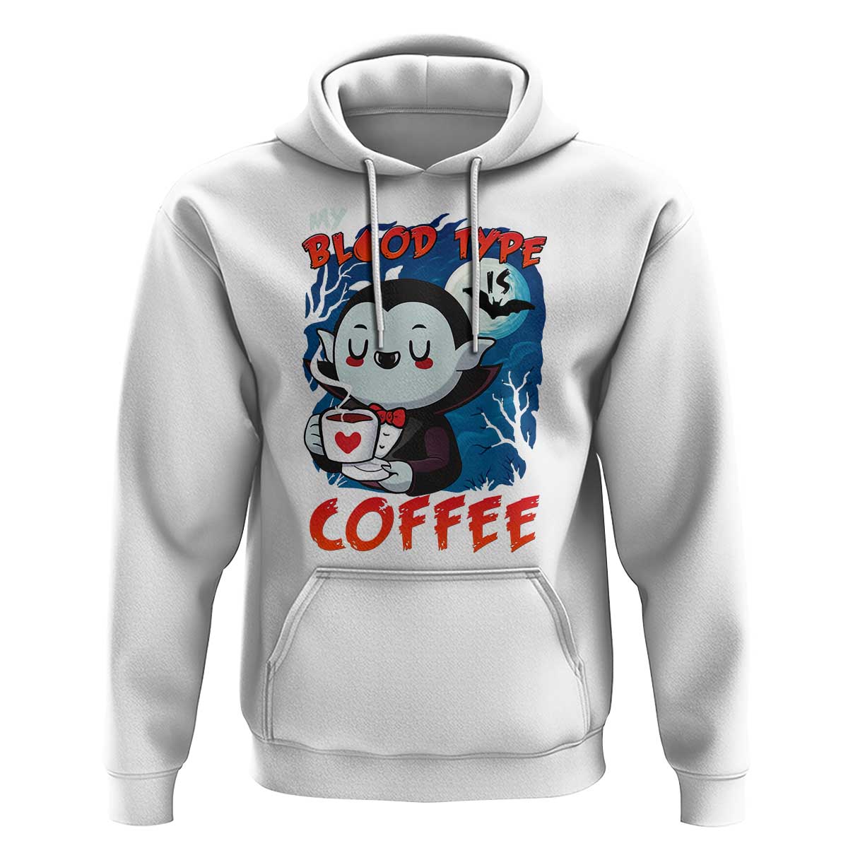 My Blood Type Is Coffee Hoodie Funny Vampire Halloween - Wonder Print Shop