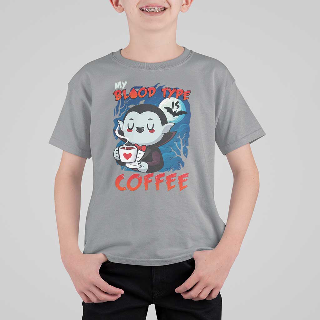 My Blood Type Is Coffee T Shirt For Kid Funny Vampire Halloween - Wonder Print Shop