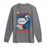 My Blood Type Is Coffee Long Sleeve Shirt Funny Vampire Halloween - Wonder Print Shop