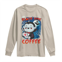 My Blood Type Is Coffee Long Sleeve Shirt Funny Vampire Halloween - Wonder Print Shop