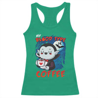 My Blood Type Is Coffee Racerback Tank Top Funny Vampire Halloween - Wonder Print Shop