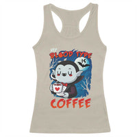 My Blood Type Is Coffee Racerback Tank Top Funny Vampire Halloween - Wonder Print Shop