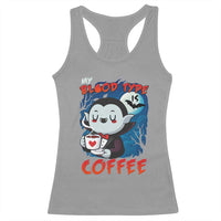 My Blood Type Is Coffee Racerback Tank Top Funny Vampire Halloween - Wonder Print Shop