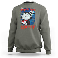My Blood Type Is Coffee Sweatshirt Funny Vampire Halloween - Wonder Print Shop