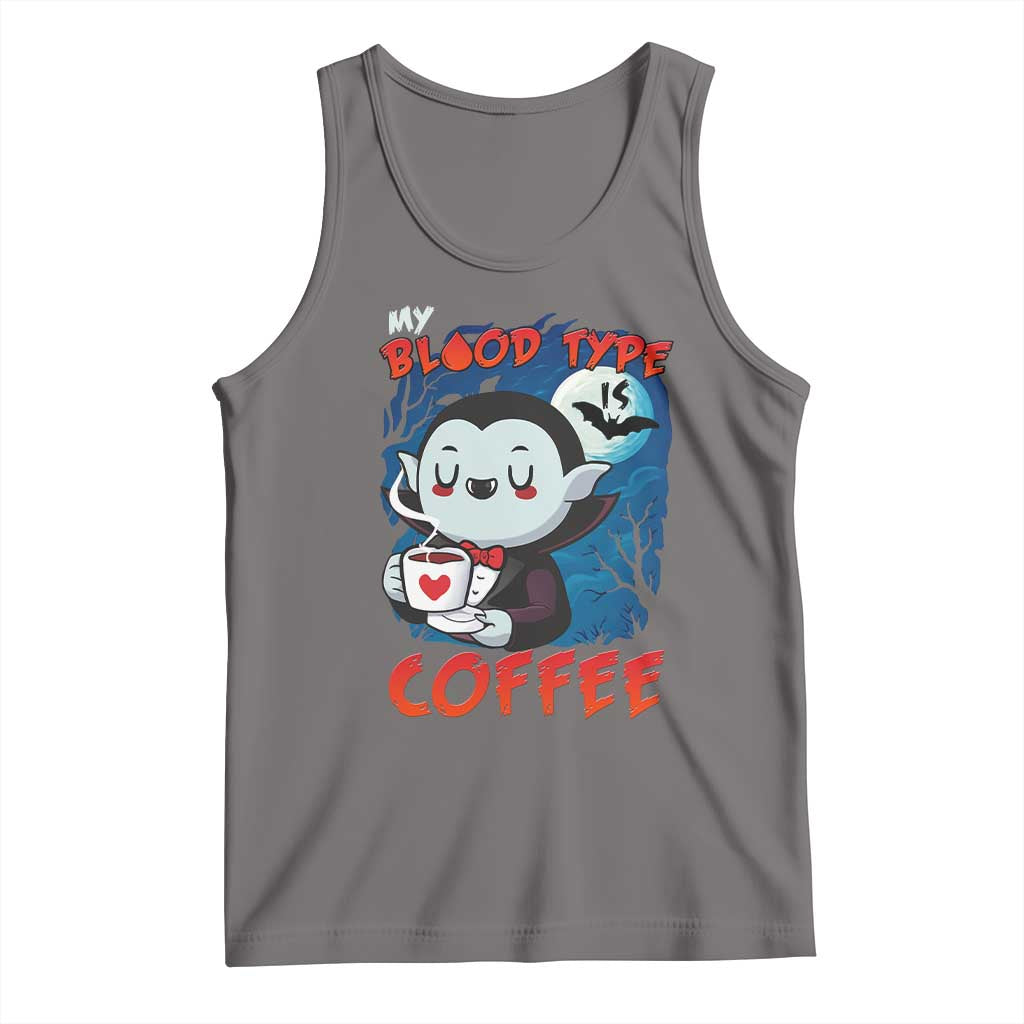 My Blood Type Is Coffee Tank Top Funny Vampire Halloween - Wonder Print Shop