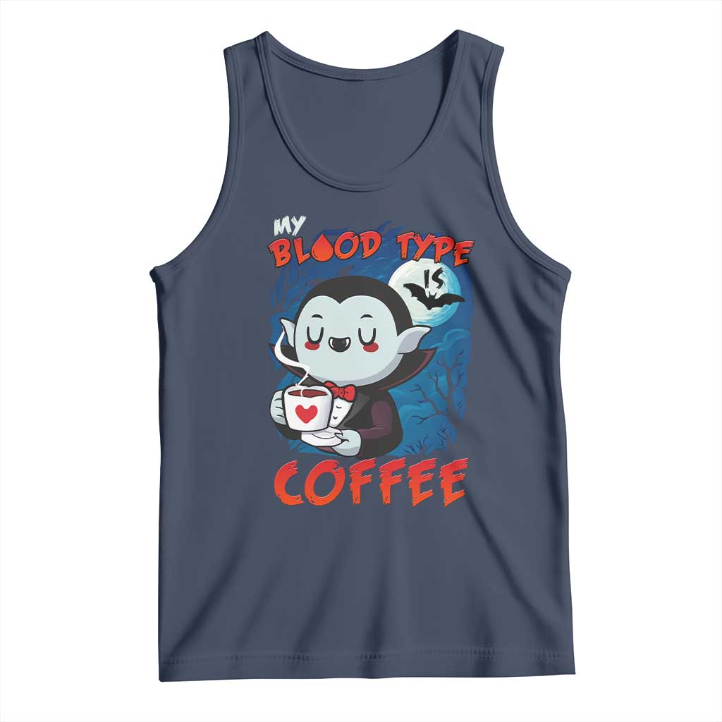 My Blood Type Is Coffee Tank Top Funny Vampire Halloween - Wonder Print Shop