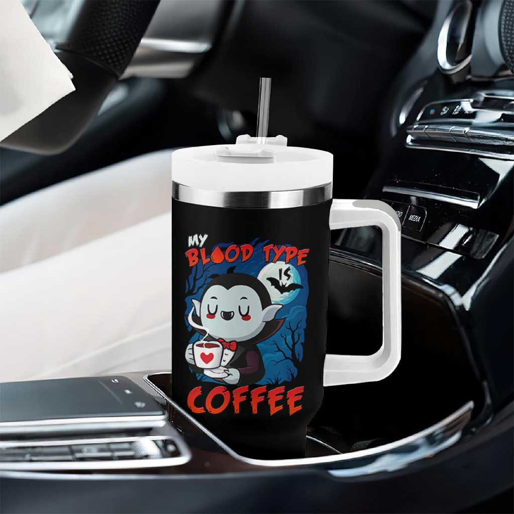 My Blood Type Is Coffee Tumbler With Handle Funny Vampire Halloween