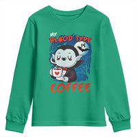 My Blood Type Is Coffee Youth Sweatshirt Funny Vampire Halloween - Wonder Print Shop