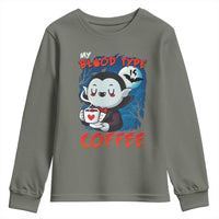 My Blood Type Is Coffee Youth Sweatshirt Funny Vampire Halloween - Wonder Print Shop