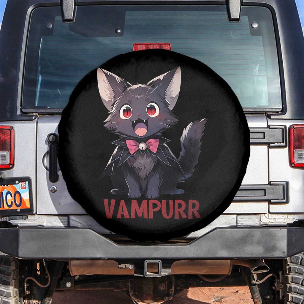 Halloween Black Vampire Cat Spare Tire Cover Vampurr Cute Kitty Lover - Wonder Print Shop