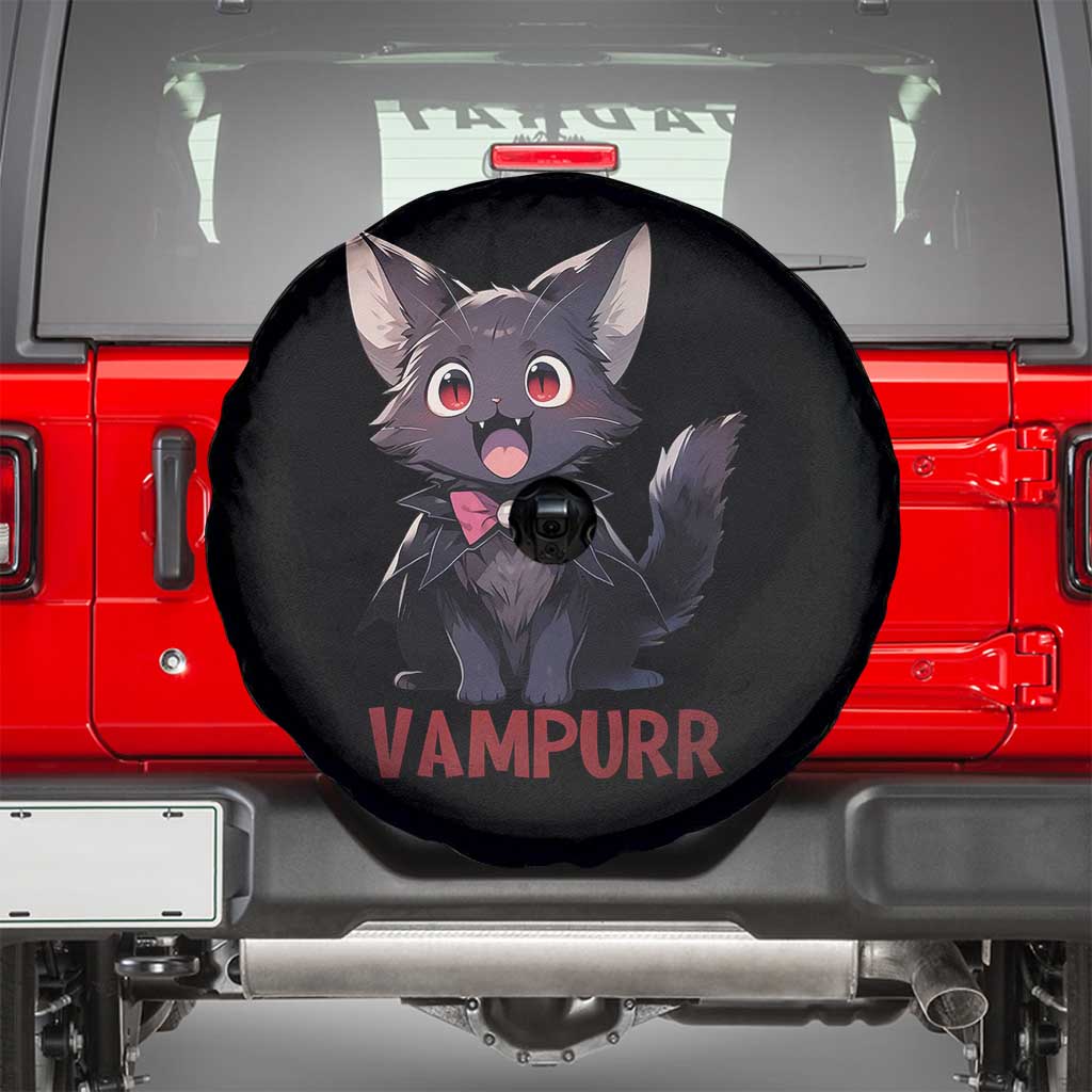 Halloween Black Vampire Cat Spare Tire Cover Vampurr Cute Kitty Lover - Wonder Print Shop