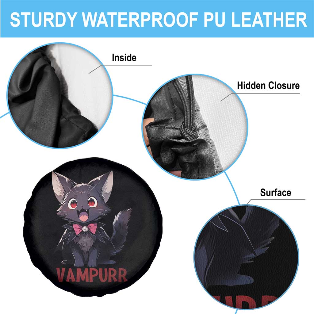 Halloween Black Vampire Cat Spare Tire Cover Vampurr Cute Kitty Lover - Wonder Print Shop