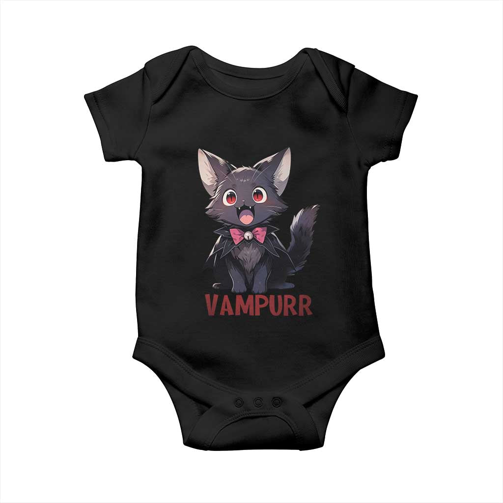 Halloween Black Vampire Cat Baby Onesie Vampurr Cute Kitty Lover - Wonder Print Shop
