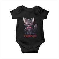 Halloween Black Vampire Cat Baby Onesie Vampurr Cute Kitty Lover - Wonder Print Shop