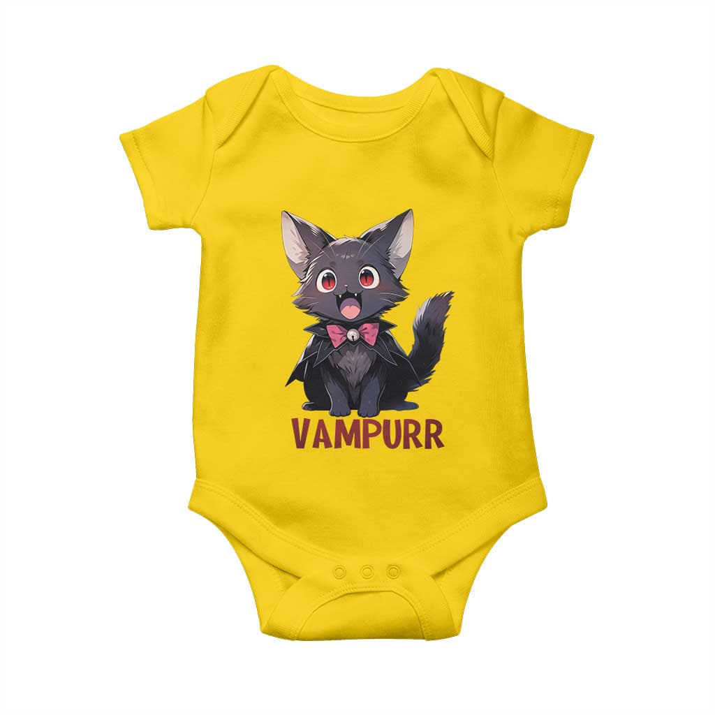 Halloween Black Vampire Cat Baby Onesie Vampurr Cute Kitty Lover - Wonder Print Shop