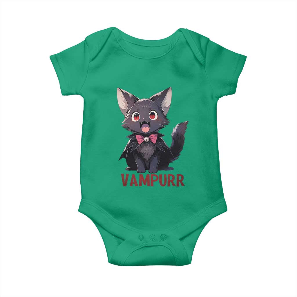 Halloween Black Vampire Cat Baby Onesie Vampurr Cute Kitty Lover - Wonder Print Shop