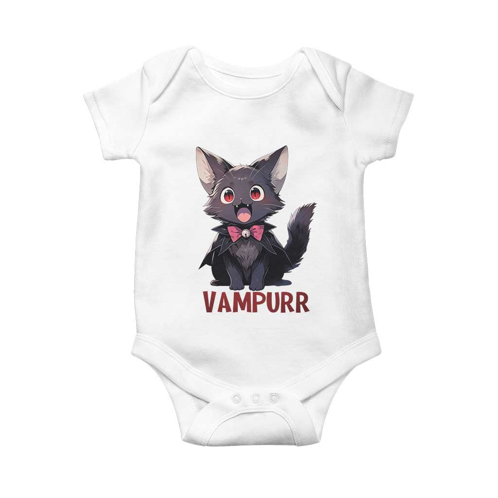 Halloween Black Vampire Cat Baby Onesie Vampurr Cute Kitty Lover - Wonder Print Shop