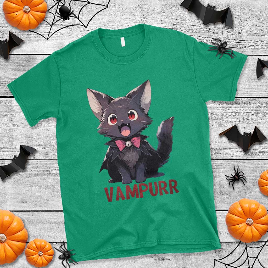 Halloween Black Vampire Cat T Shirt Vampurr Cute Kitty Lover - Wonder Print Shop
