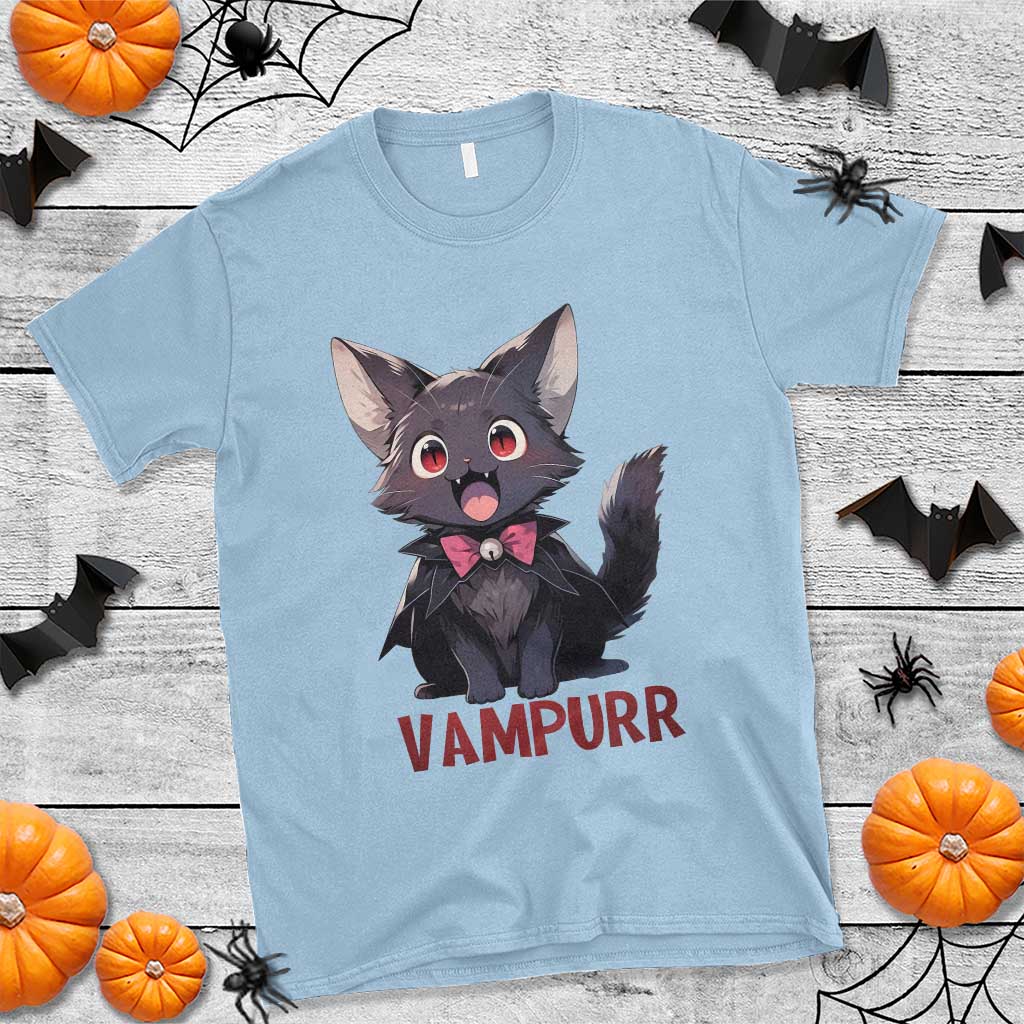 Halloween Black Vampire Cat T Shirt Vampurr Cute Kitty Lover - Wonder Print Shop