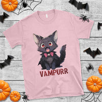 Halloween Black Vampire Cat T Shirt Vampurr Cute Kitty Lover - Wonder Print Shop
