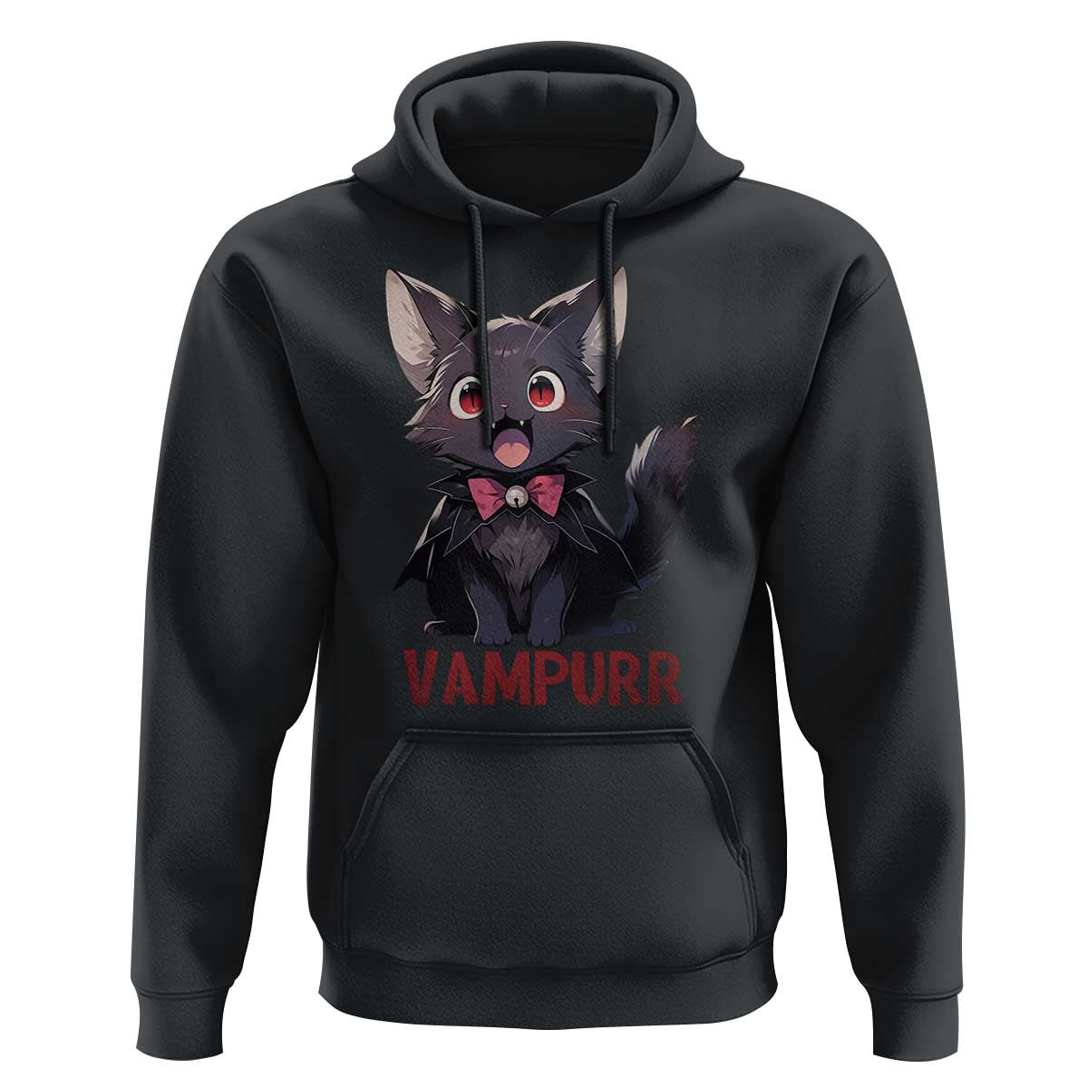 Halloween Black Vampire Cat Hoodie Vampurr Cute Kitty Lover - Wonder Print Shop