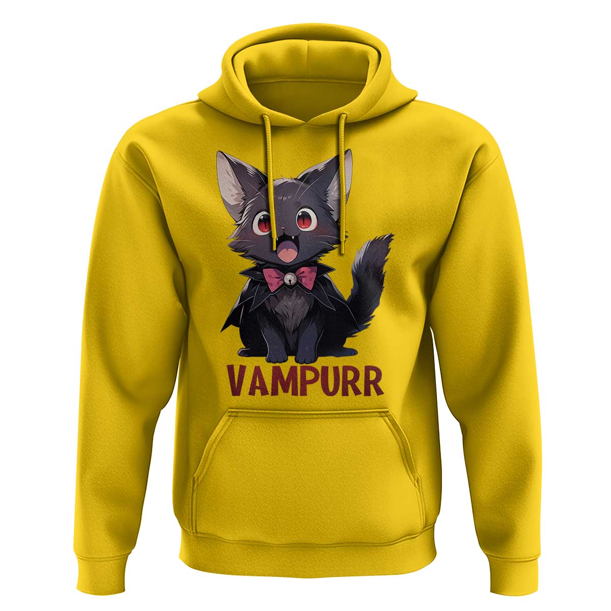 Halloween Black Vampire Cat Hoodie Vampurr Cute Kitty Lover - Wonder Print Shop