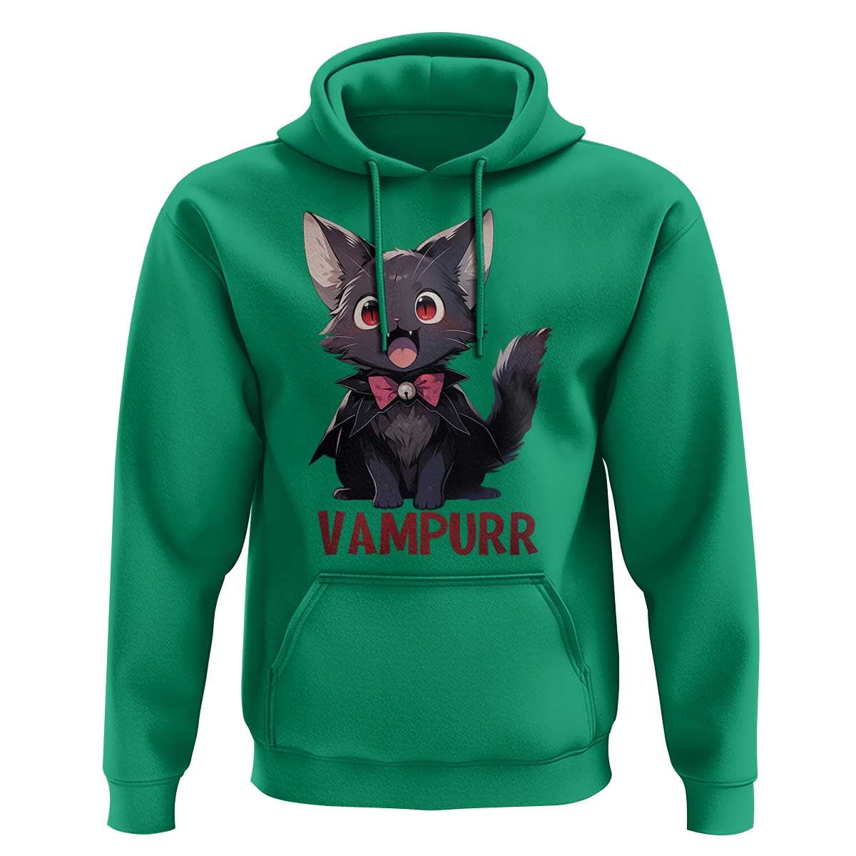 Halloween Black Vampire Cat Hoodie Vampurr Cute Kitty Lover - Wonder Print Shop